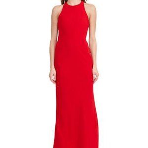 Ralph Lauren Red Ruffle Back Maxi Dress